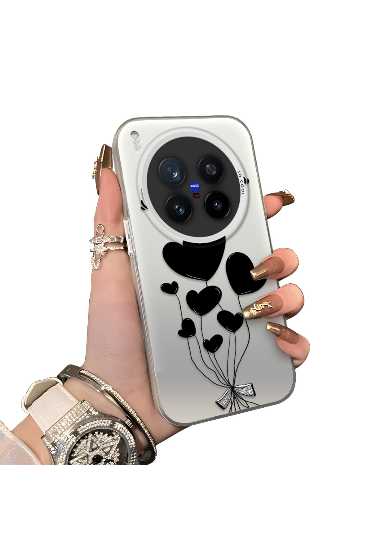 Vivo X300 Pro Compatible Heart Balloon Pattern Protected Silicone Phone Case