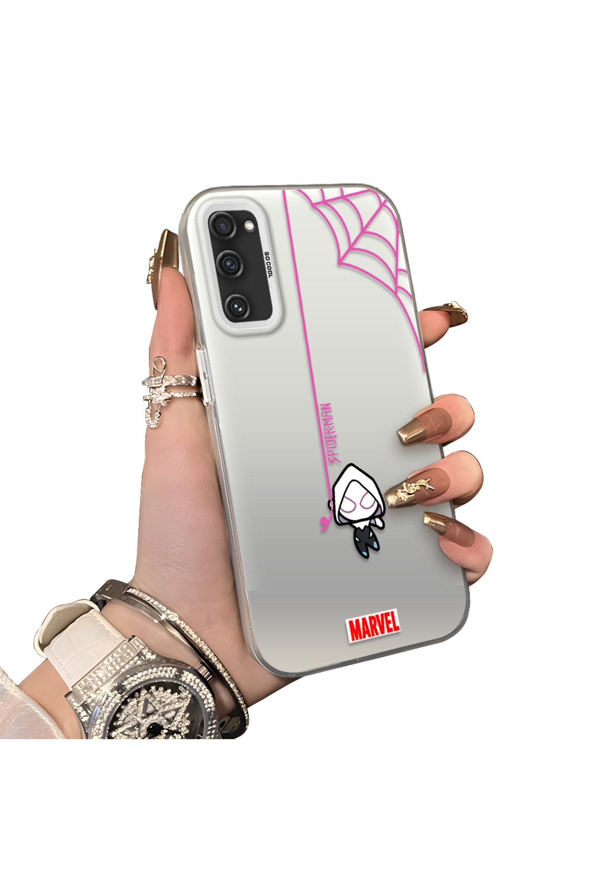 Samsung Galaxy S20 FE 4G/5G Compatible Hard Acrylic Rear Silicone Edge Lens Protection Case Spiderman