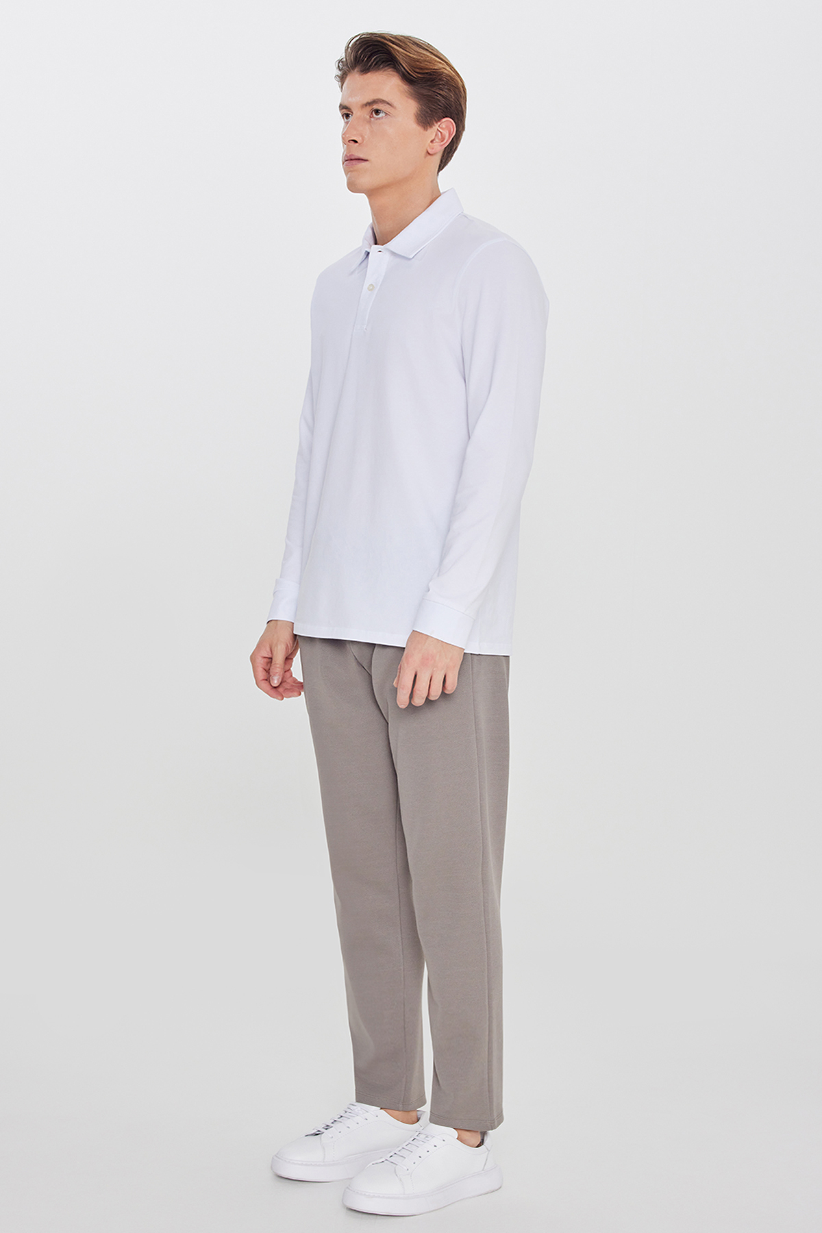 AC&Co / Altınyıldız Classics  Erkek Vizon Pamuklu Standart Fit Normal Kesim Beli Lastikli Diagonal Desenli Örme Pantolon - Görsel 3