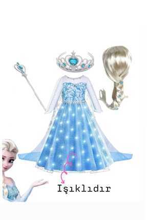 3b kids ışıklı elsssaa karlar ülkesi anna kostüm elbise + elsa peruk + elsa t...
