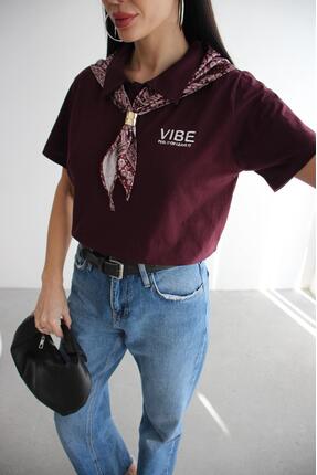 salome butik ŞAL DETAYLI GÖMLEK YAKA T-SHİRT
