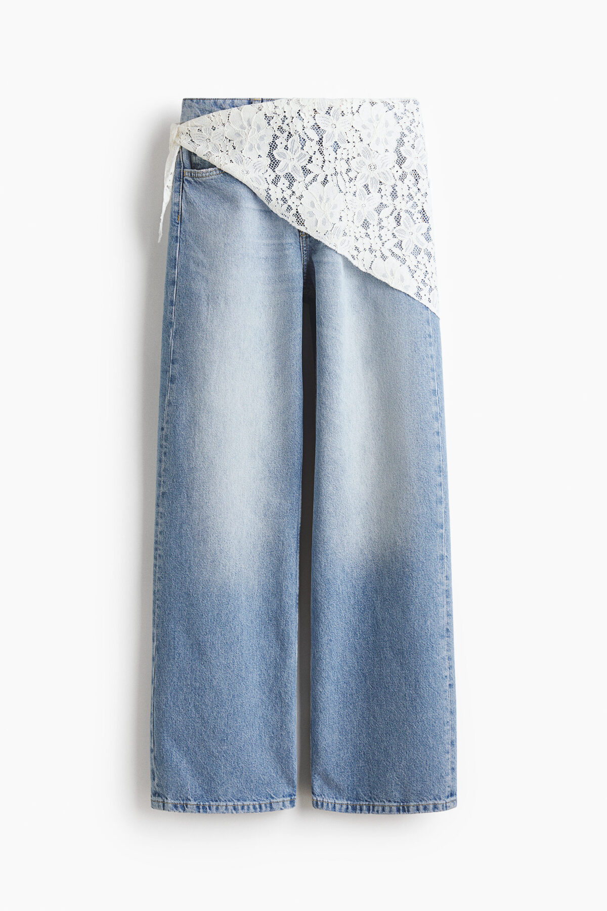 H&M  Straight High Waist Jeans Şal Detaylı