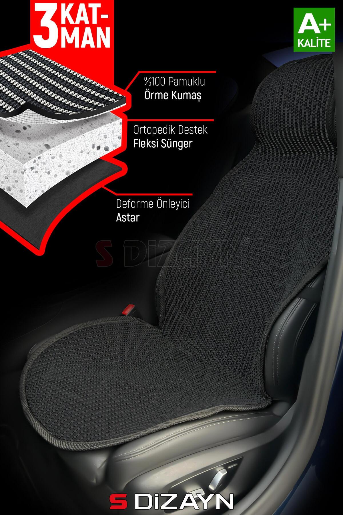 S Dizayn S-Dizayn Oto Koltuk Koruyucu Kılıf Siyah Universal 2+1 Parça Ön Arka A+ Kalite TOK-SY-3 fotoğrafı 4 (önizleme)