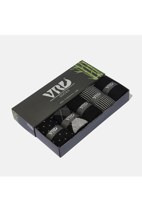 VARDAR SOCKS Dikişsiz Bambu Çorap Jakarlı Siyah Desenli Renk Erkek Çorap Kutu...