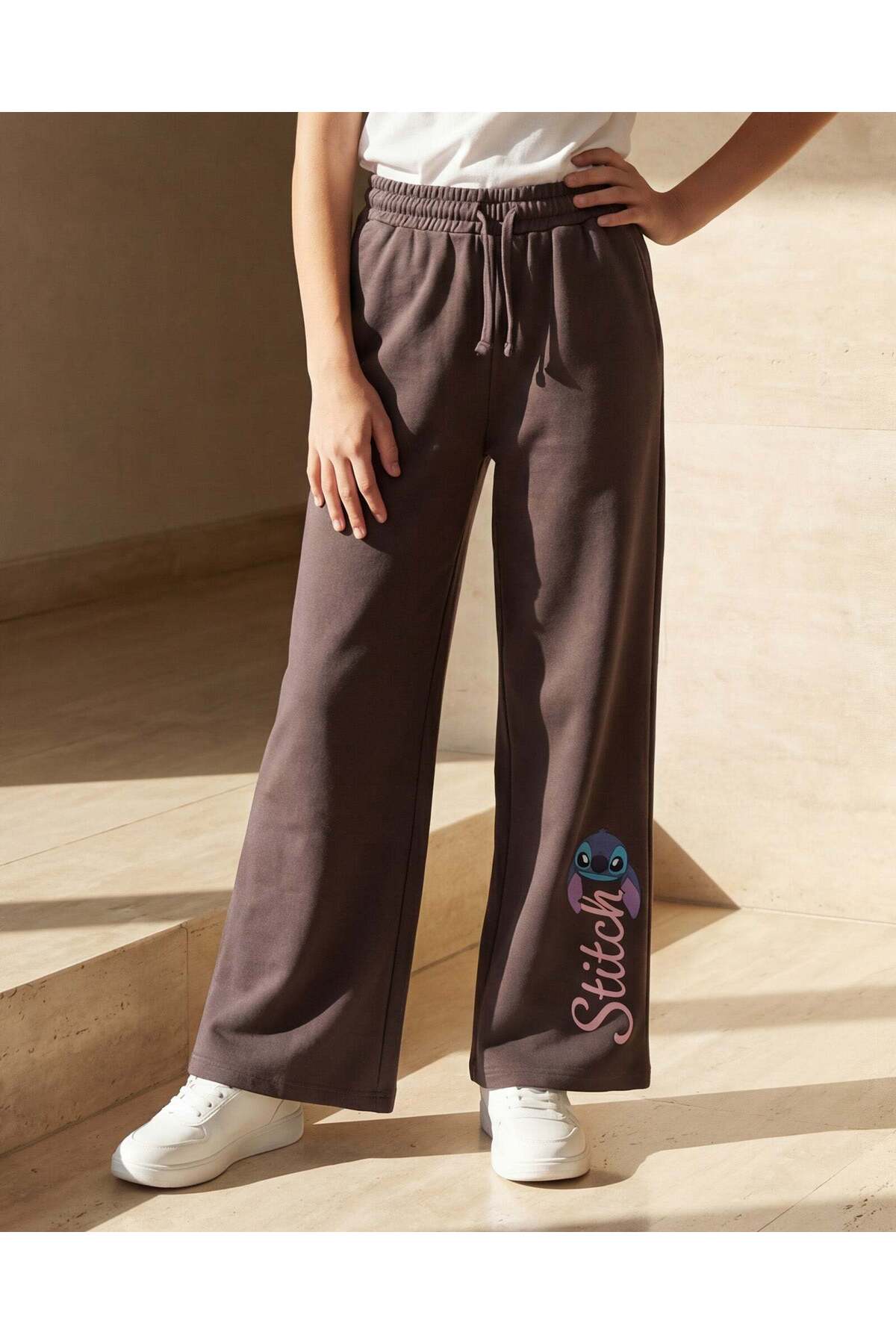REDTAG Senior Girls Charcoal Stitch Wide Leg Pants