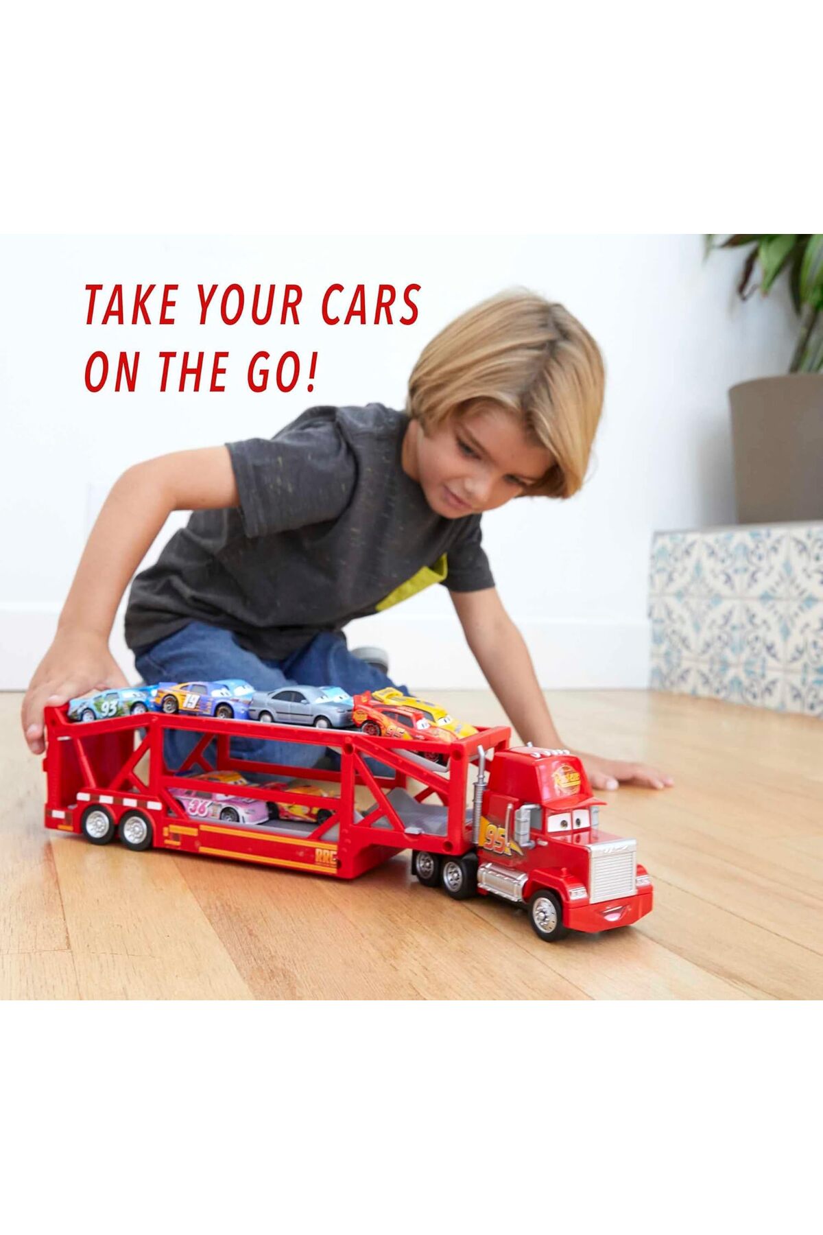 Cars Mack Transporter Tır Araç Taşıma Ve Random 2 Adet 1:55 Ölçek Araba McQueen Orijinal fotoğrafı 7 (önizleme)