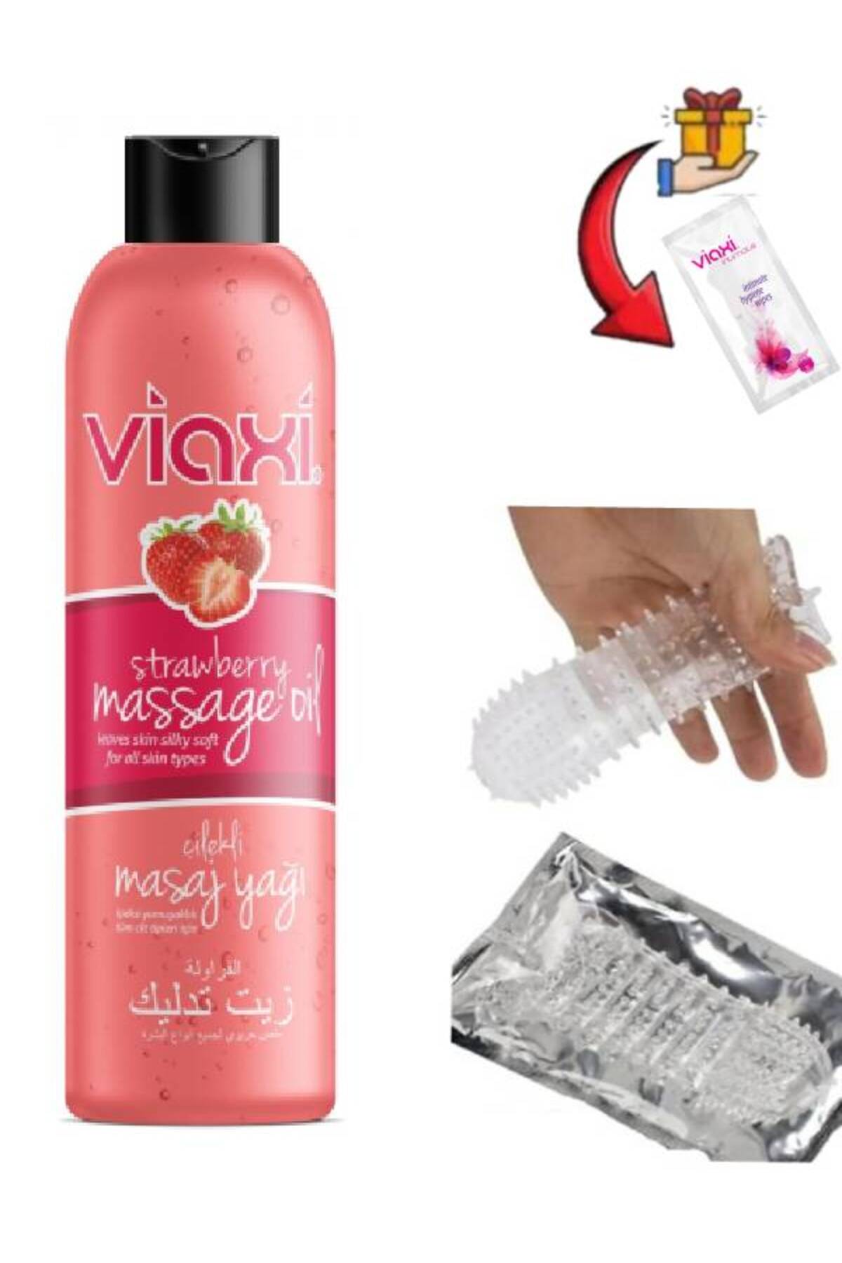 Velora Shopping Yıka Tekrar Kullan Silikon Prezervatif-Viaxi Çilek Aromalı Masaj Yağı 177 ml+Genital Mendil - Fiyatı, Yorumları