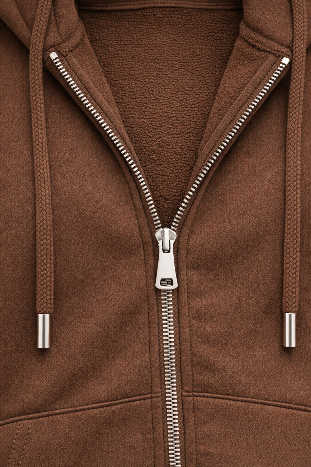 ULKER AYDIN 3 İplik Şardonsuz Oversize Battal Beden Pamuklu Fermuarlı Kapüşonlu Basic Sweatshirt görsel 2