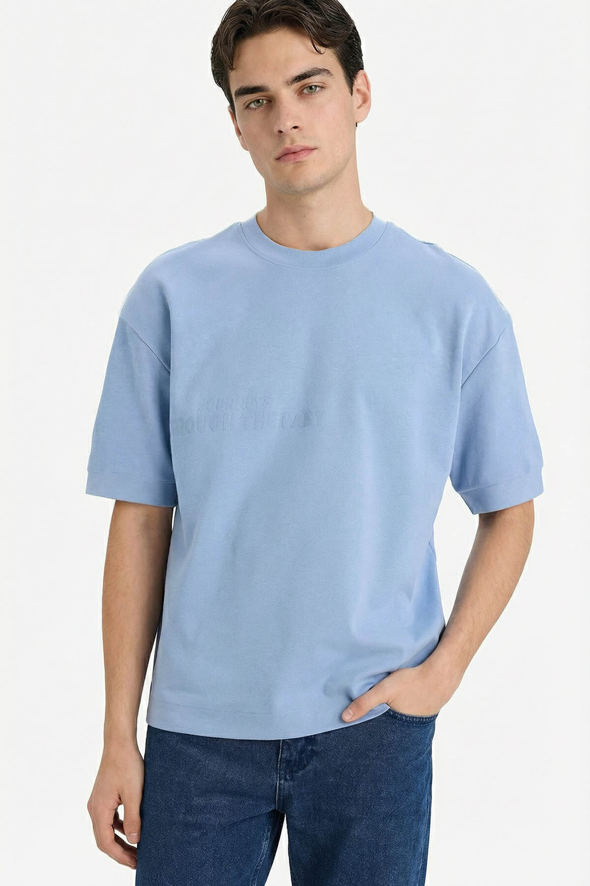 Defacto Breathable Cotton Breathable Loose Fit Printed T-Shirt F8129Ax26Sp