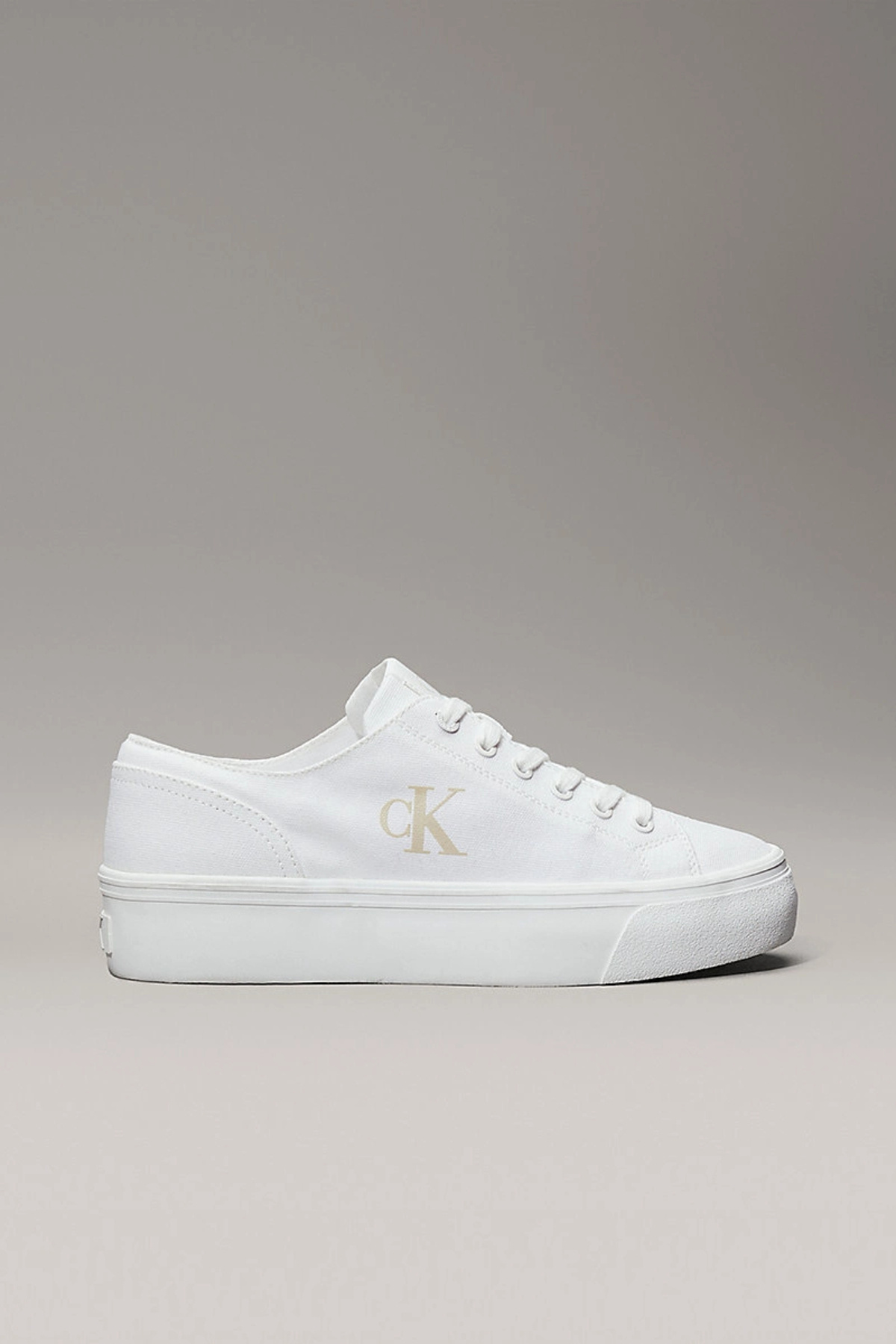 Calvin Klein Vulkanizované plátěné tenisky s monogramem, nízké, bílé, dámské ...