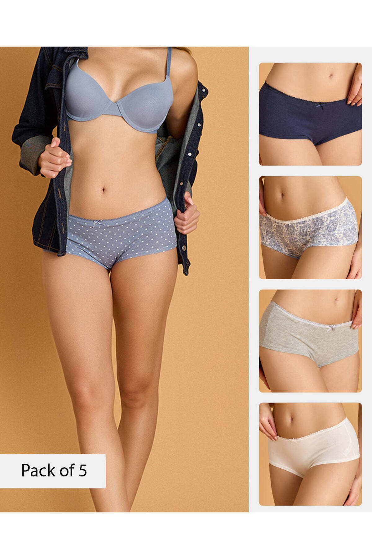 REDTAG Women Assorted 5 Pack 365 Boyleg Brief