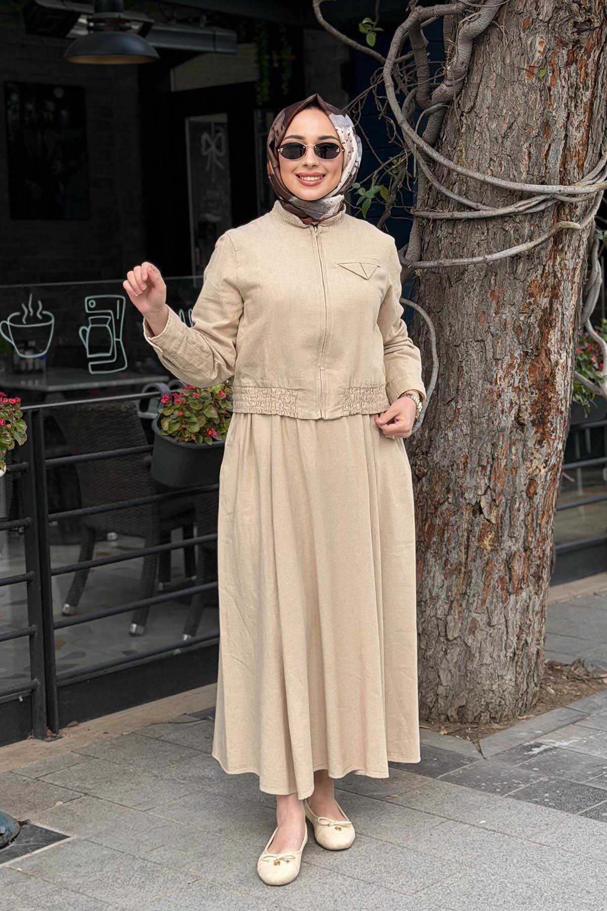 Kayra Skirt Suit Ka-B26-16034 Stone