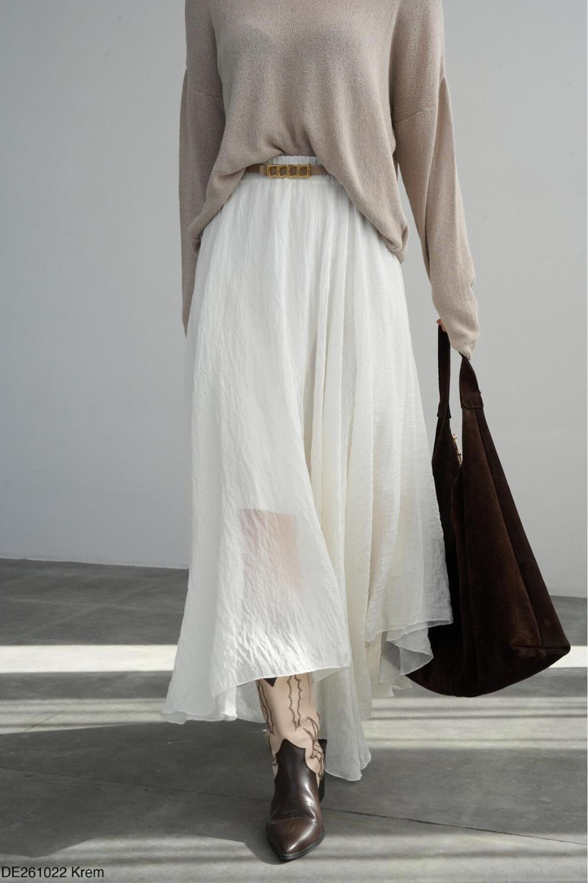 CADDELAMODA  Asimetrik Kesim Astarlı Premium Etek - Görsel 3