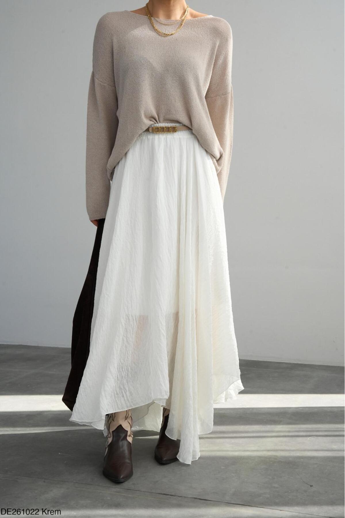 CADDELAMODA  Asimetrik Kesim Astarlı Premium Etek - Görsel 4