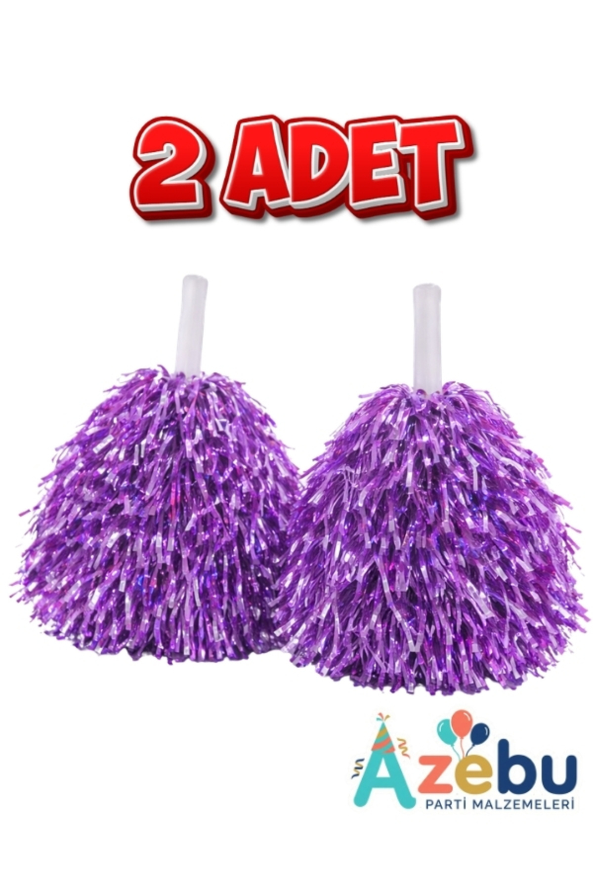 Azebu 1 Çift Parlak Mor Ponpon - Amigo Gösteri Ponponu - 23 Nisan