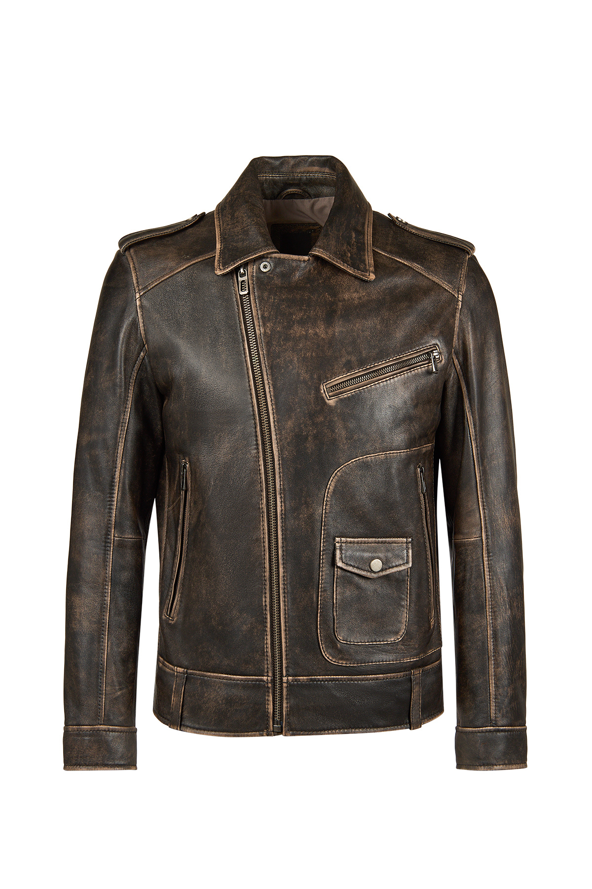 Derimod  Carter Erkek Kahverengi Biker Deri Mont 25WGD6490G6 - Görsel 3