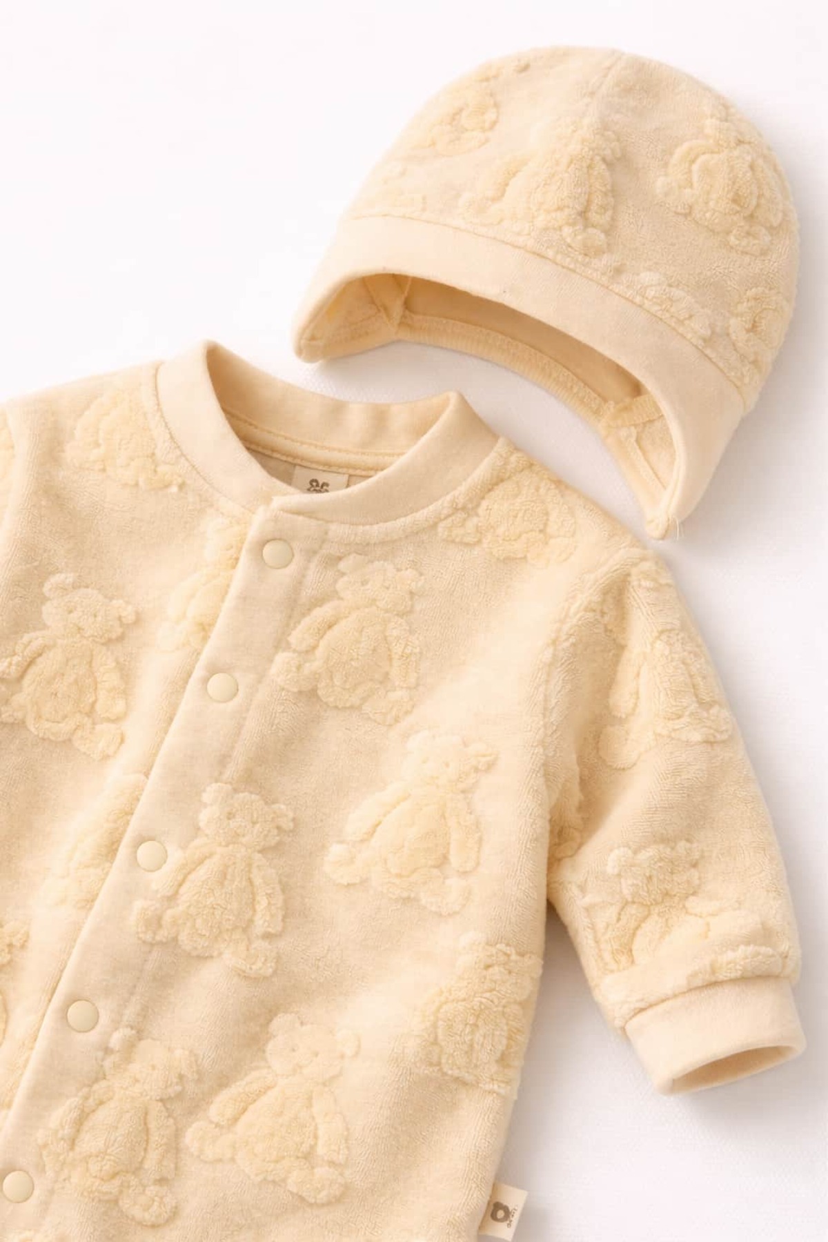 KapsülBebek %100 Pamuk Peluş Ayıcık Desenli Tulum Set fotoğrafı 3 (önizleme)