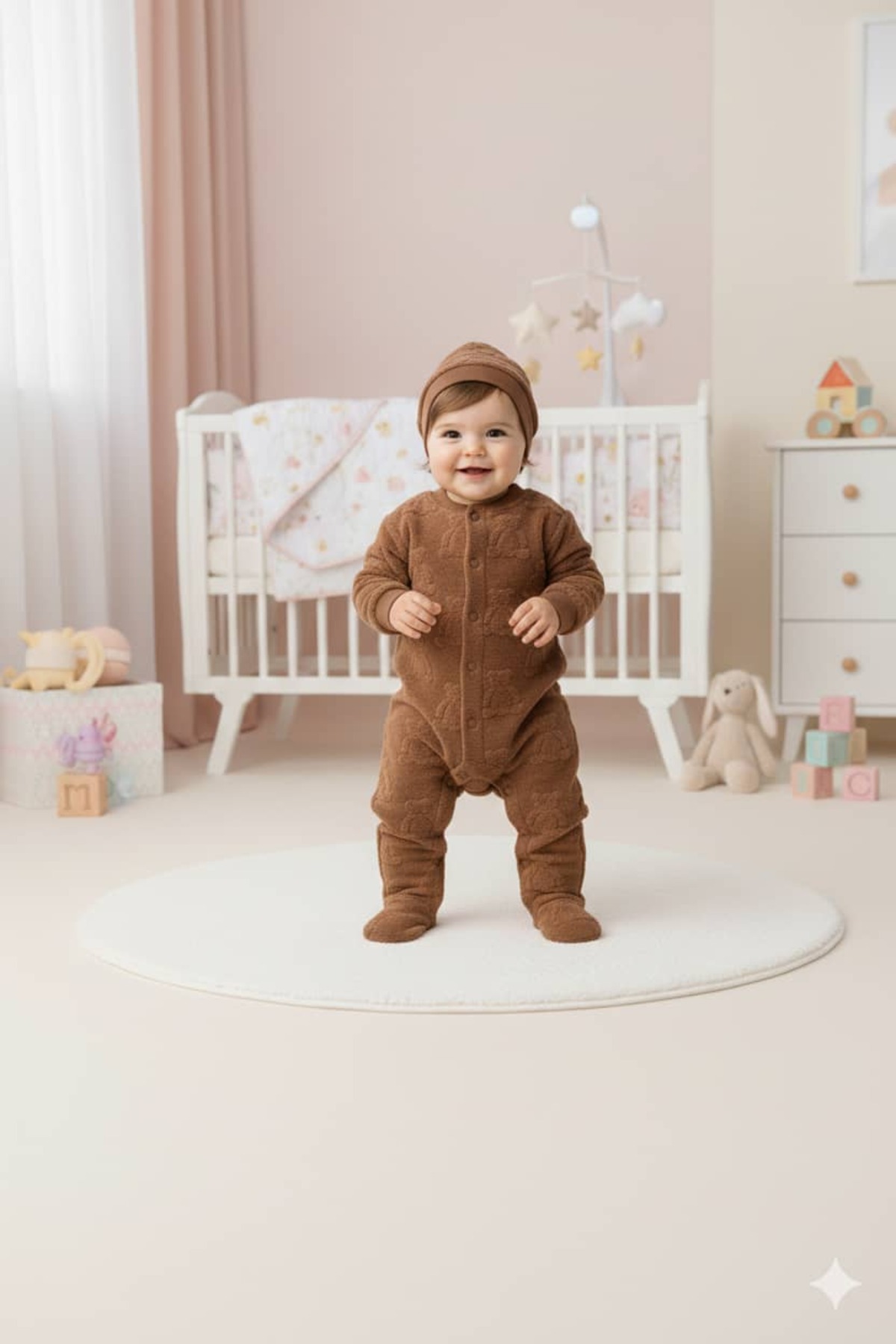 KapsülBebek %100 Pamuk Peluş Ayıcık Desenli Tulum Set fotoğrafı 2 (önizleme)