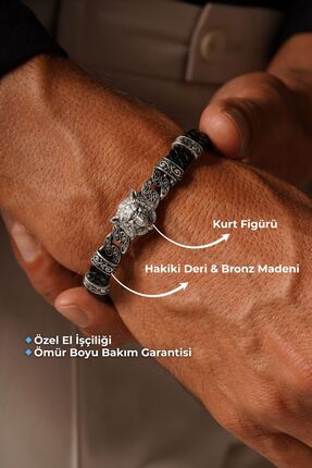TANSESUAR Kurt Başlı Sarmal Zirkon Taşlı Hakiki Deri Bileklik