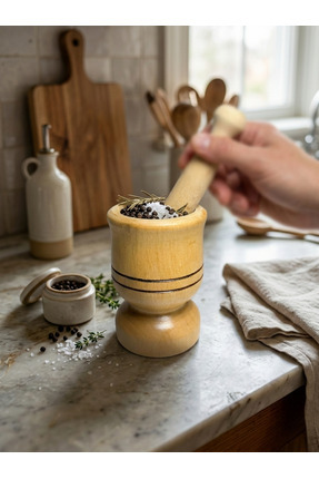 Hardin Ahşap Havan Sarımsak Döveceği Orta Boy