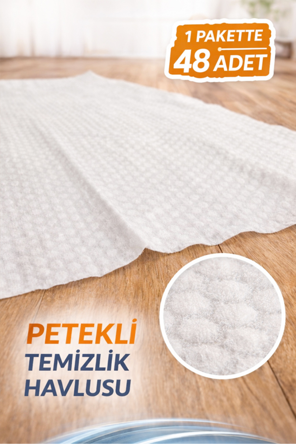 KEP Mop Bezi, 3 adet 48’li - Mop Islak Mendili - Beyaz Sabun Kokulu - Tüm Zeminler fotoğrafı 4 (önizleme)