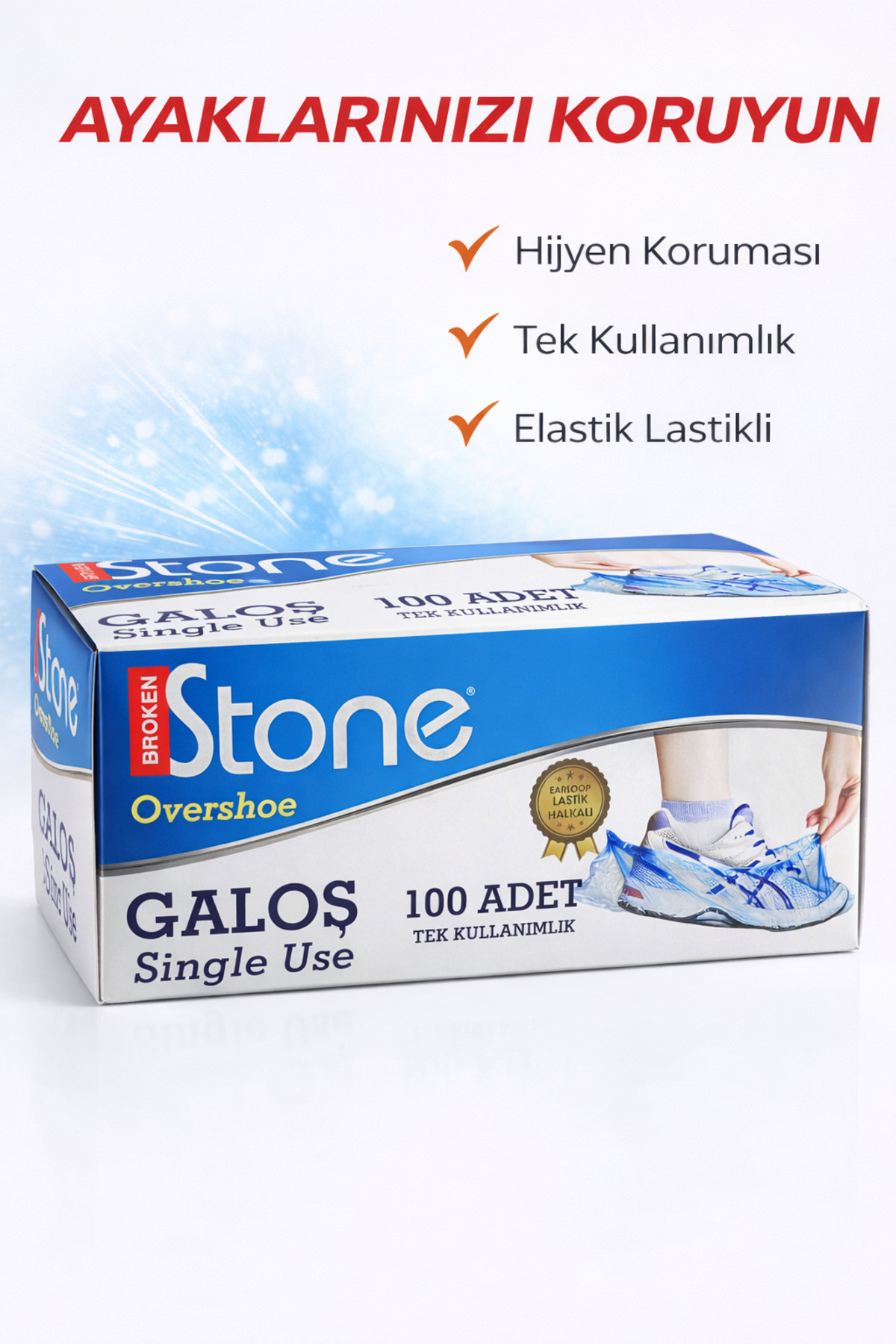 Broken Stone Kutulu Tek Kullanımlık Galoş 100 Adet – Hijyenik