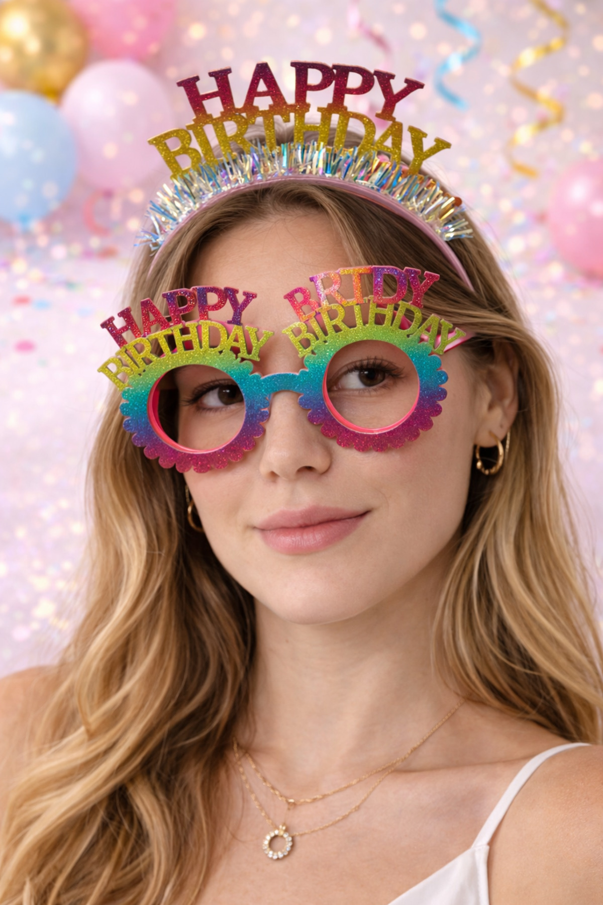 PARTİPORT Happy Birthday Parti Seti Taç ve Camsız Parti Gözlüğü