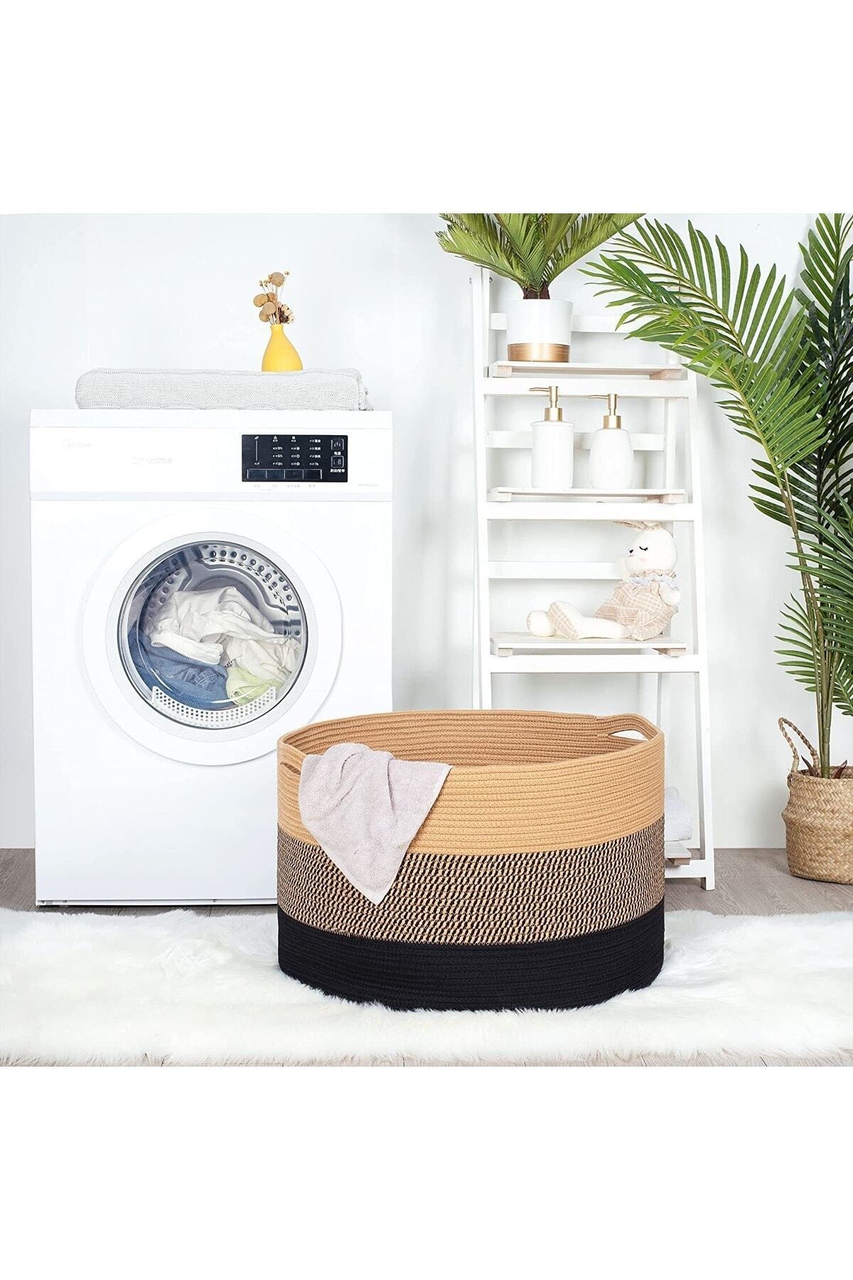 Saatistan Büyük Boy Jüt ve Pamuklu Sepet, Bebek Eşyası Saklama ve Organizasyon fotoğrafı 2 (önizleme)