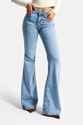 it's basic Kadın Ice 4s6-3 Mid Rise Flare Fit Esnek Kumaş Denim Jean