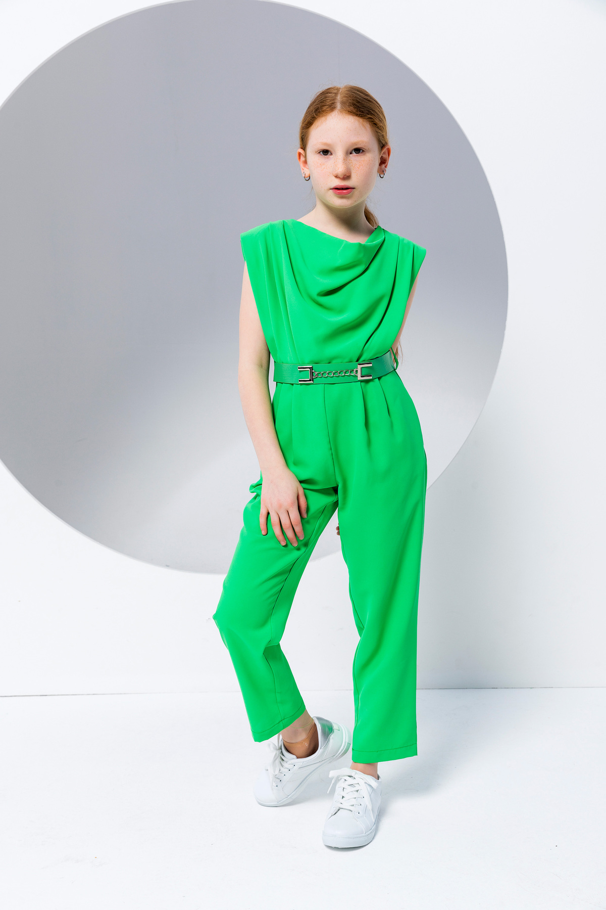 Girl Belted Sleeveless Stylish Jumpsuit