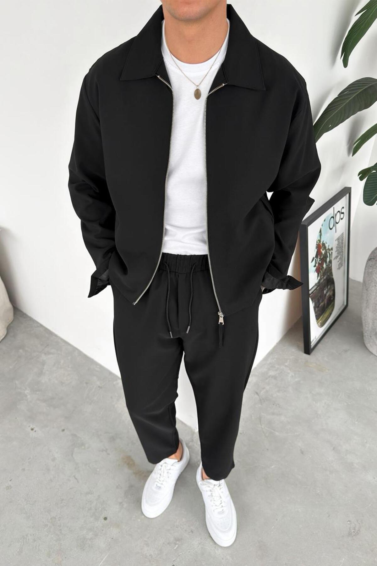 HAFKA Siyah Fermuarlı Relaxed Fit Boxy Ceket görsel 2