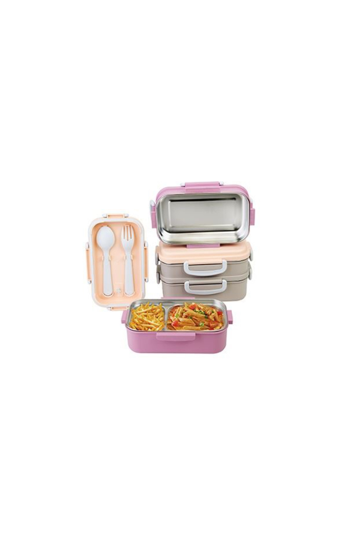 Titiz Plastik Titiz Aura Lunch İki Katlı İki Bölmeli Çelik Yemek