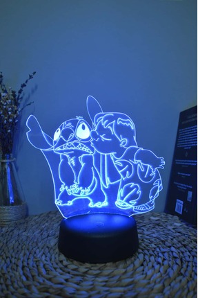Yubi Design Lilo ve Stitch - Çocuklara Dekoratif Pilli Hediye Lamba