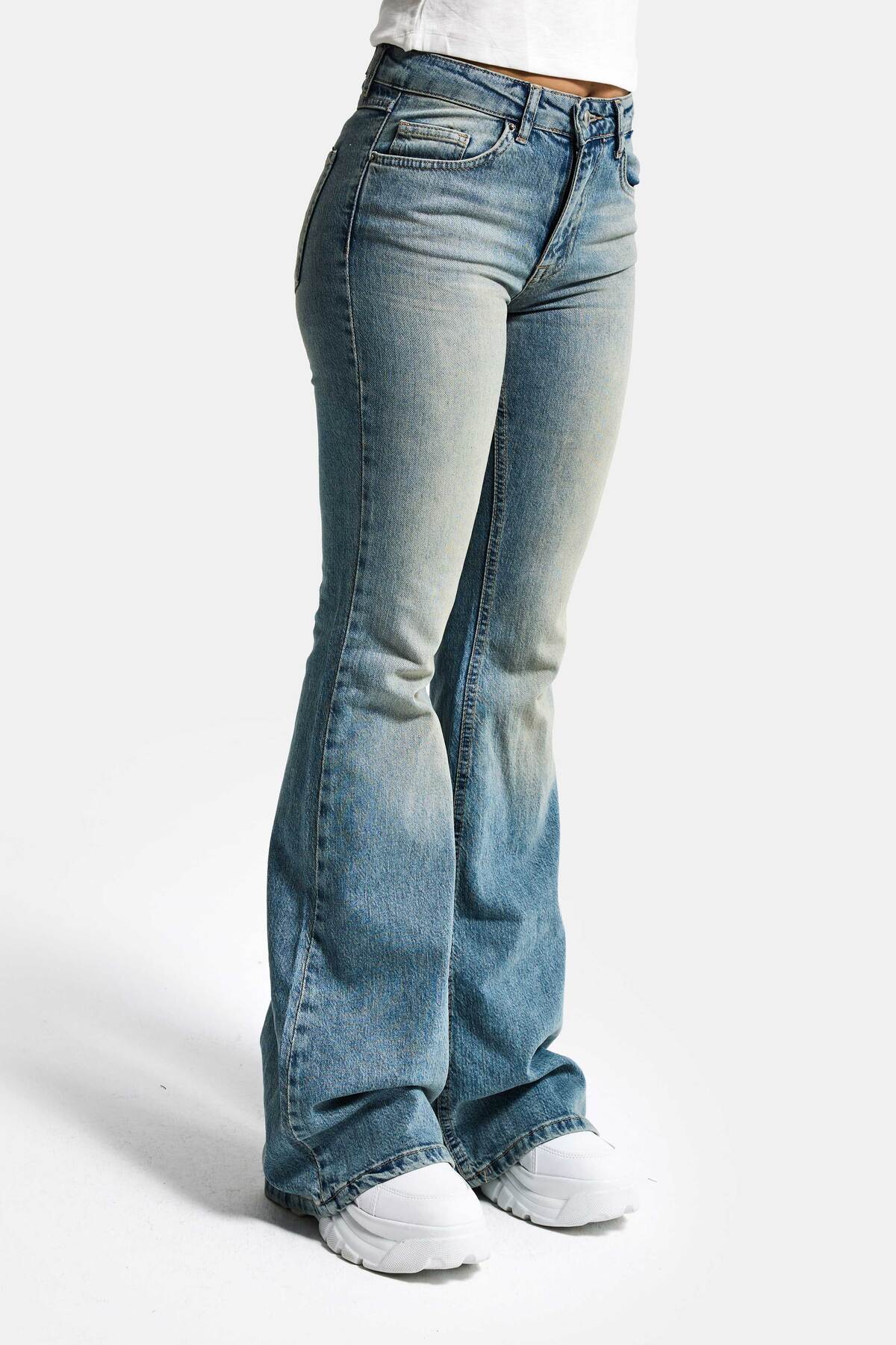 it's basic  Kadın A.Tint 4s6-32 Mid Rise Flare Fit Esnek Kumaş Denim Jean - Görsel 6