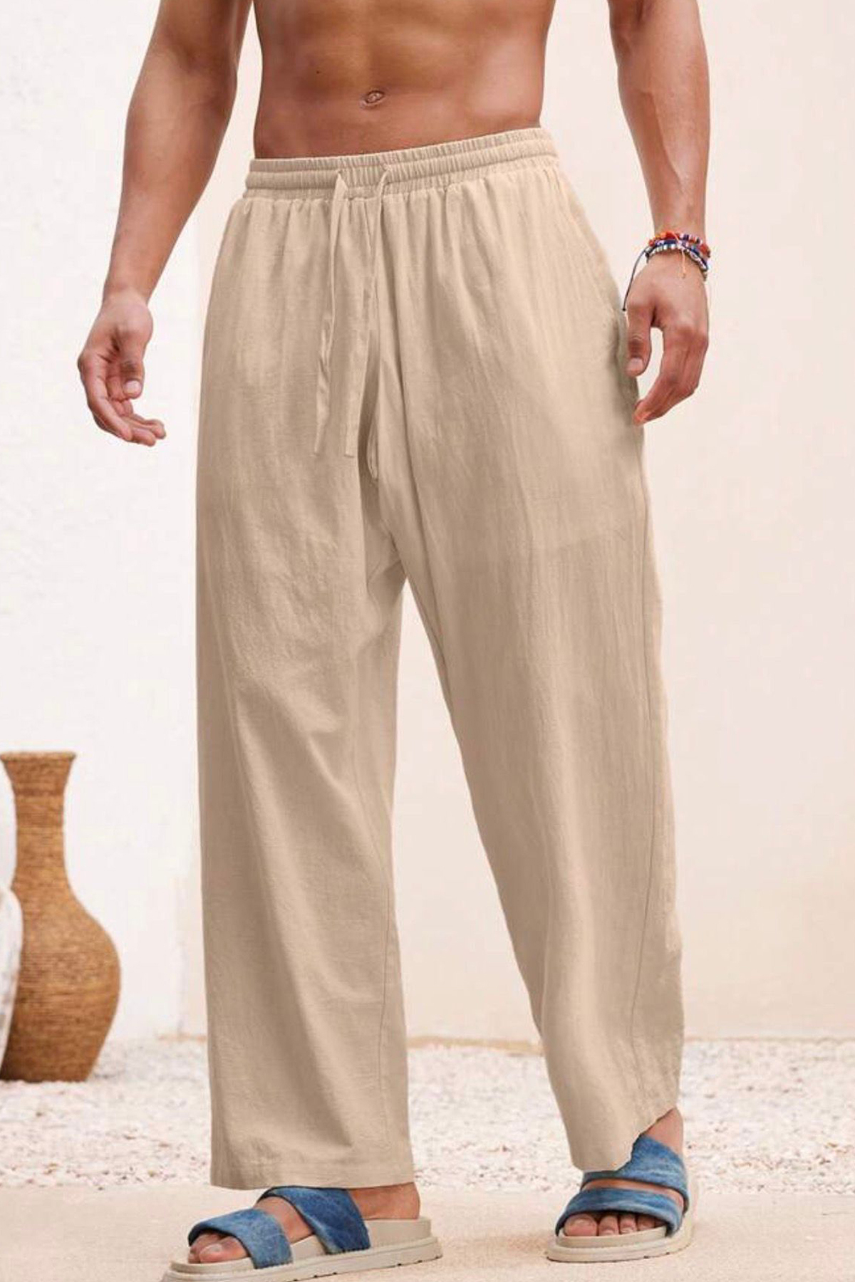 North London Men's Oversize Linen Blend Trousers