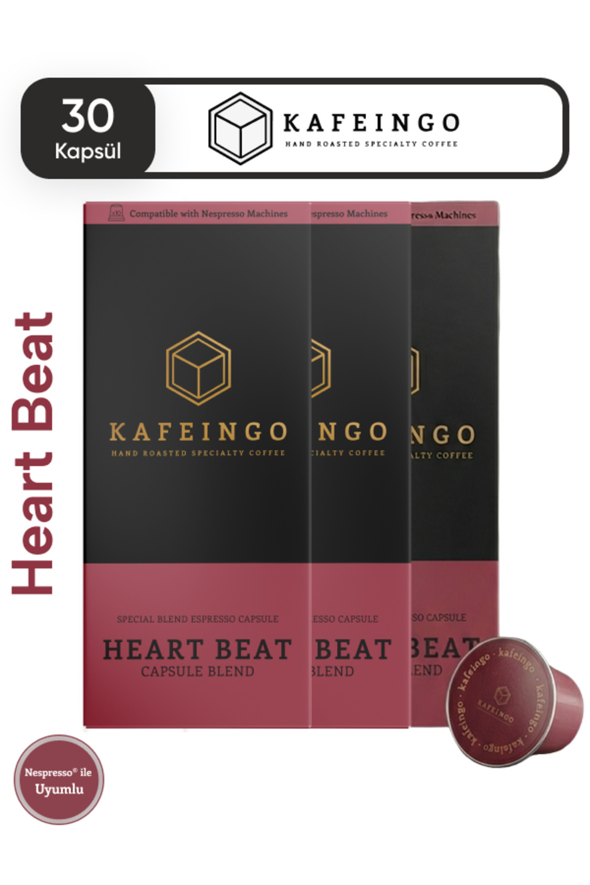 Kafeingo Heart Beat Kapsül Kahve 30’lu – Nespresso Uyumlu, Orta Kavrum ...