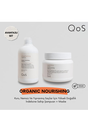 QOS Essential Routine Organic Nourishing Şampuan 450 ml + Maske 450 ml Set