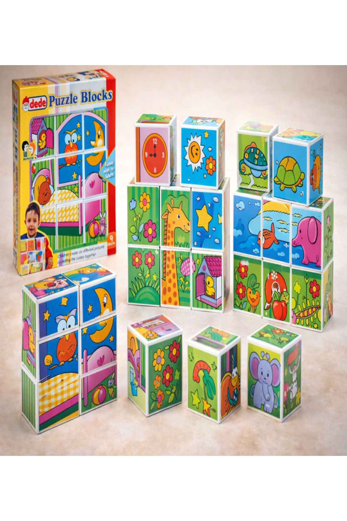 NUNU Eğitici Bebek Oyuncağı Puzzle Küpleri 9 Parça Zeka Geliştirici Puzzle Blok Seti 18 Ay+ fotoğrafı 3 (önizleme)