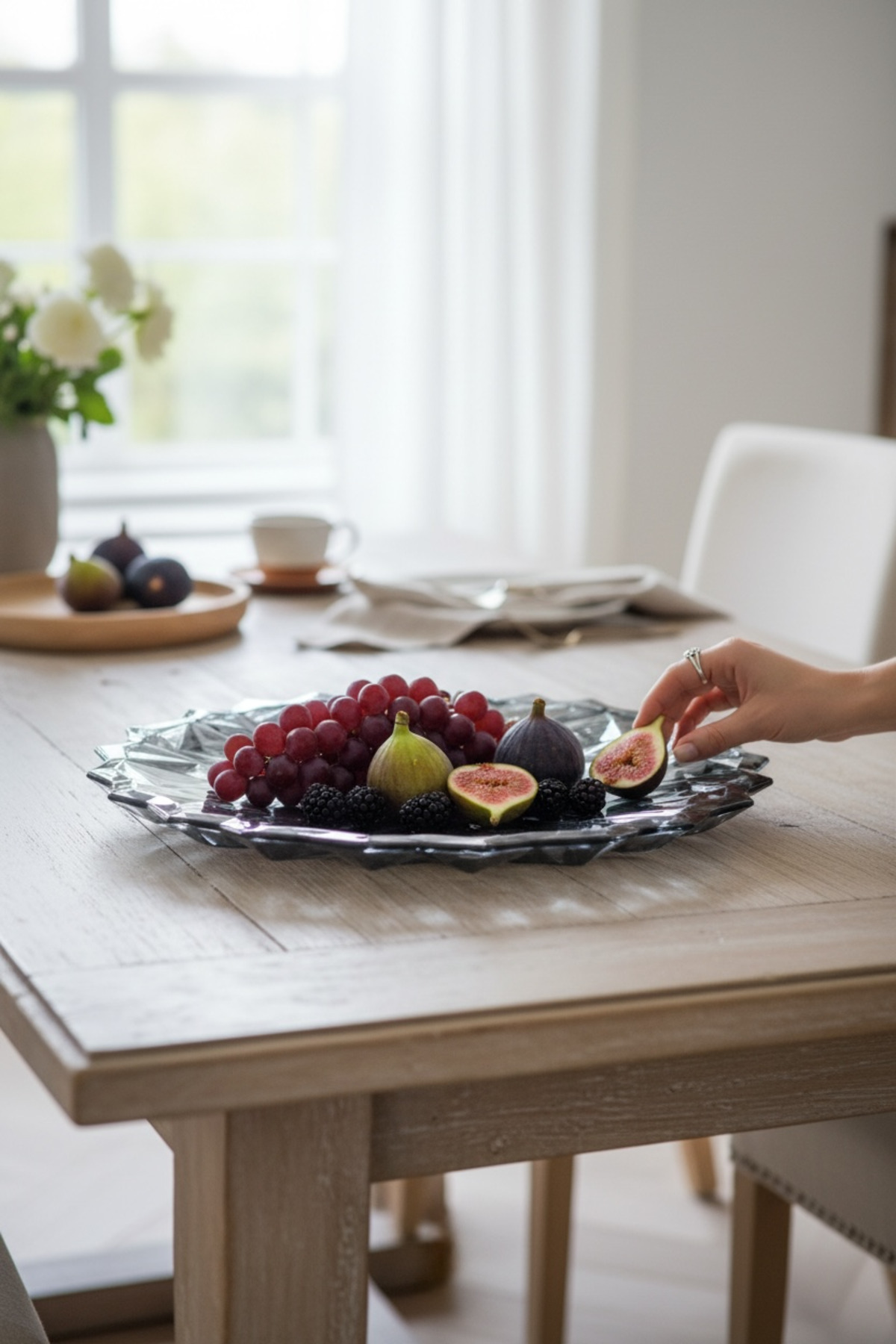 Cam Meyvelik – Dekoratif Sunumluk, Şık Servis Tabağı Siyah