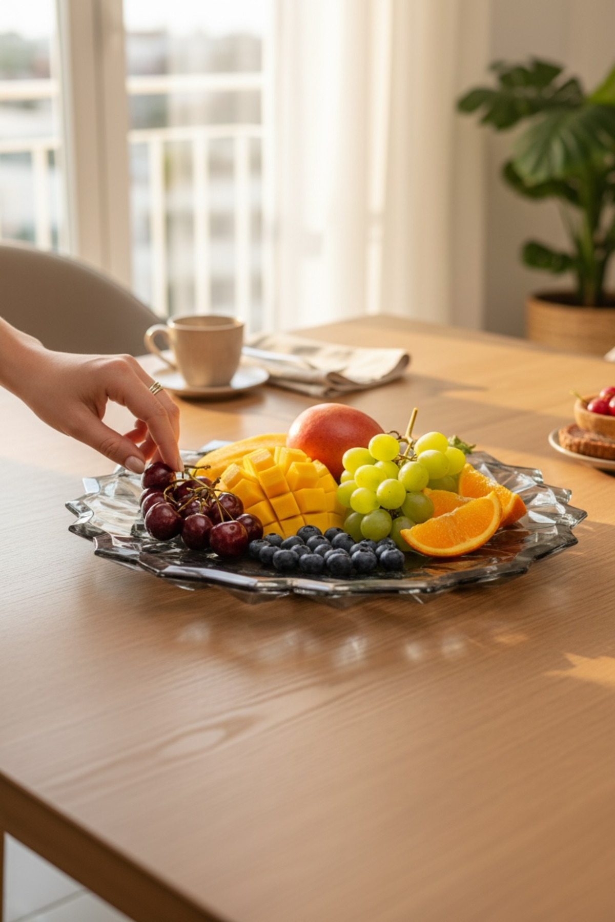 Cam Meyvelik – Dekoratif Sunumluk, Şık Servis Tabağı Siyah