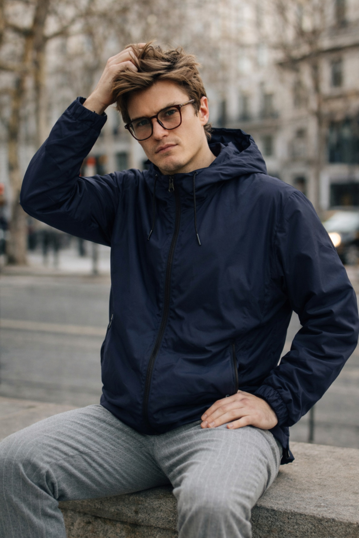 DAMGA JEANS Erkek Cepli Elite Comfort Astarlı Lacivert Yağmurluk & Rüzgarlık görsel 5