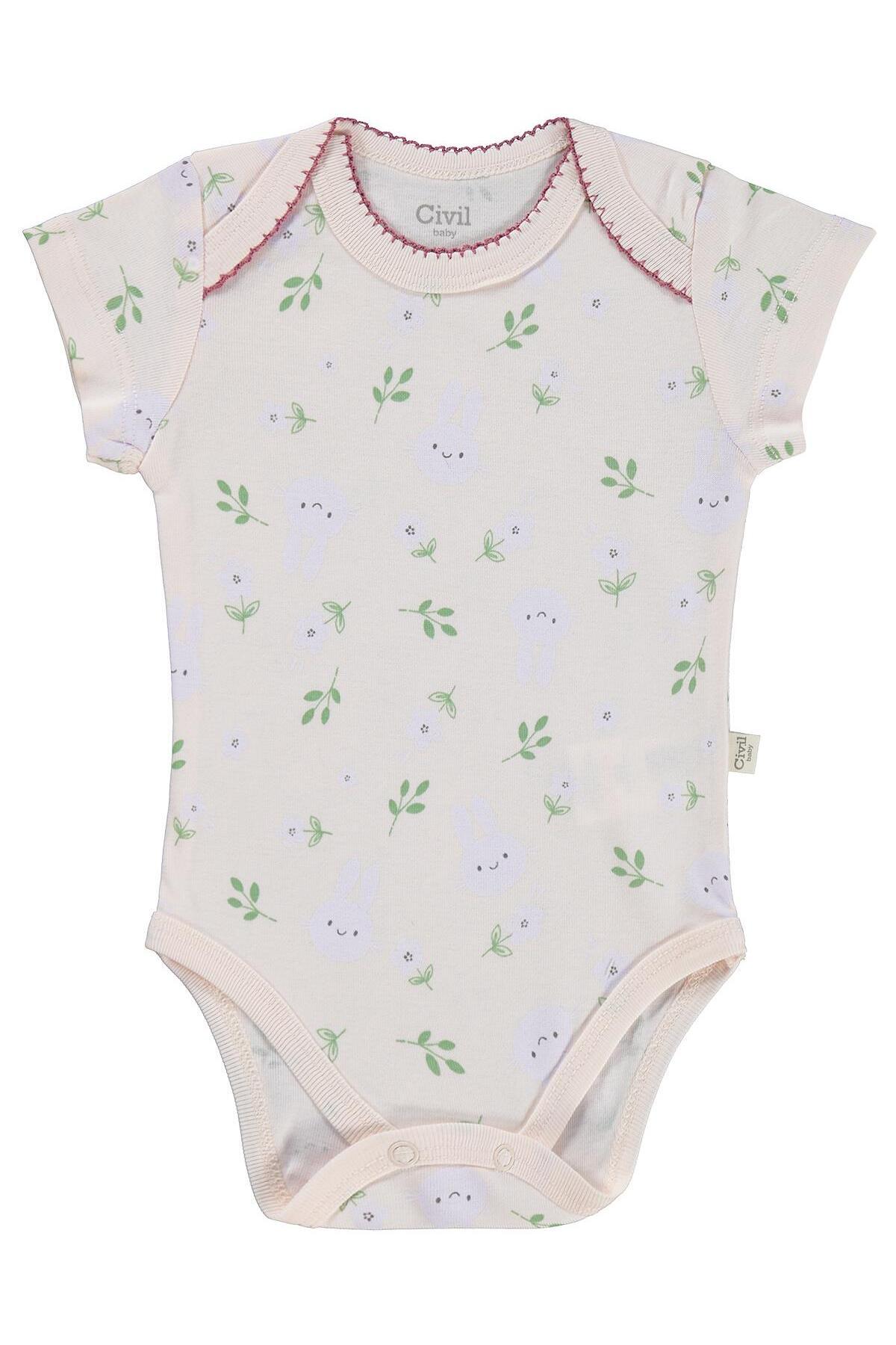 Civil Baby Tavşan Empirmeli 3 Lü 1-36 Ay Çıtçıtlı Badi - Pudra fotoğrafı 3 (önizleme)