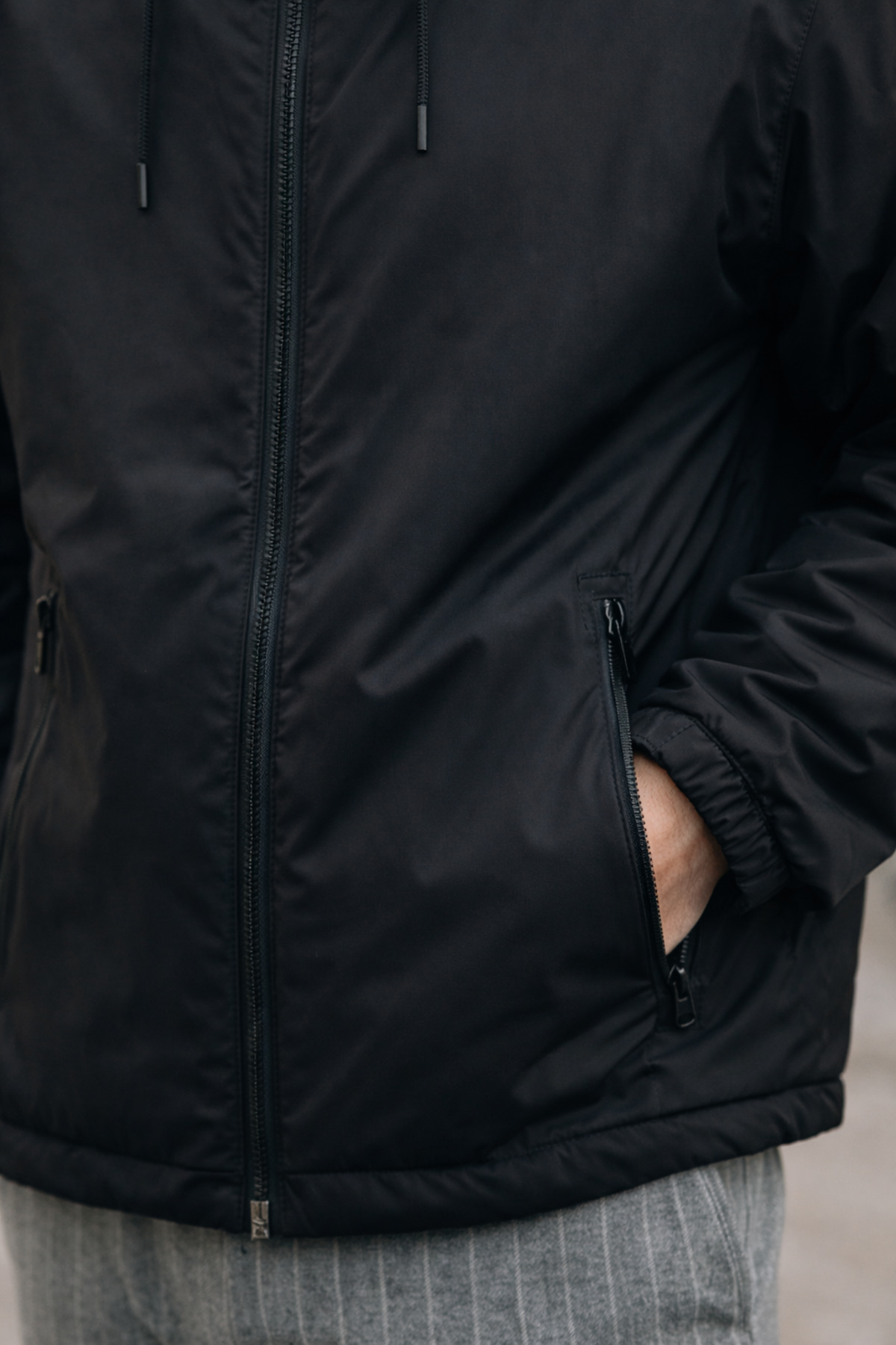 DAMGA JEANS Erkek Cepli Elite Comfort Astarlı Siyah Yağmurluk & Rüzgarlık görsel 2