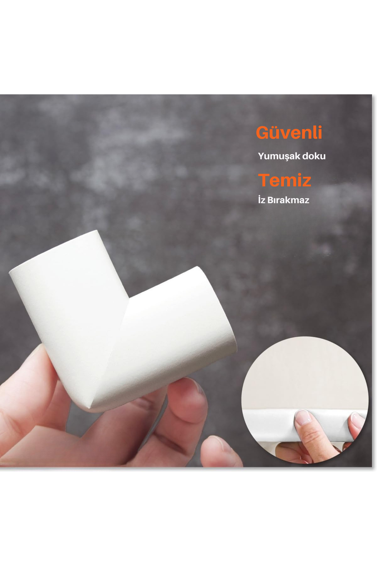 Miningaa 3M Marka Bant Hediye Beyaz Renk 2 Metre 4 Adet Köşe Koruyucu Esnek ve Yumuşak Kauçuk Kenar Koruyucu fotoğrafı 4 (önizleme)