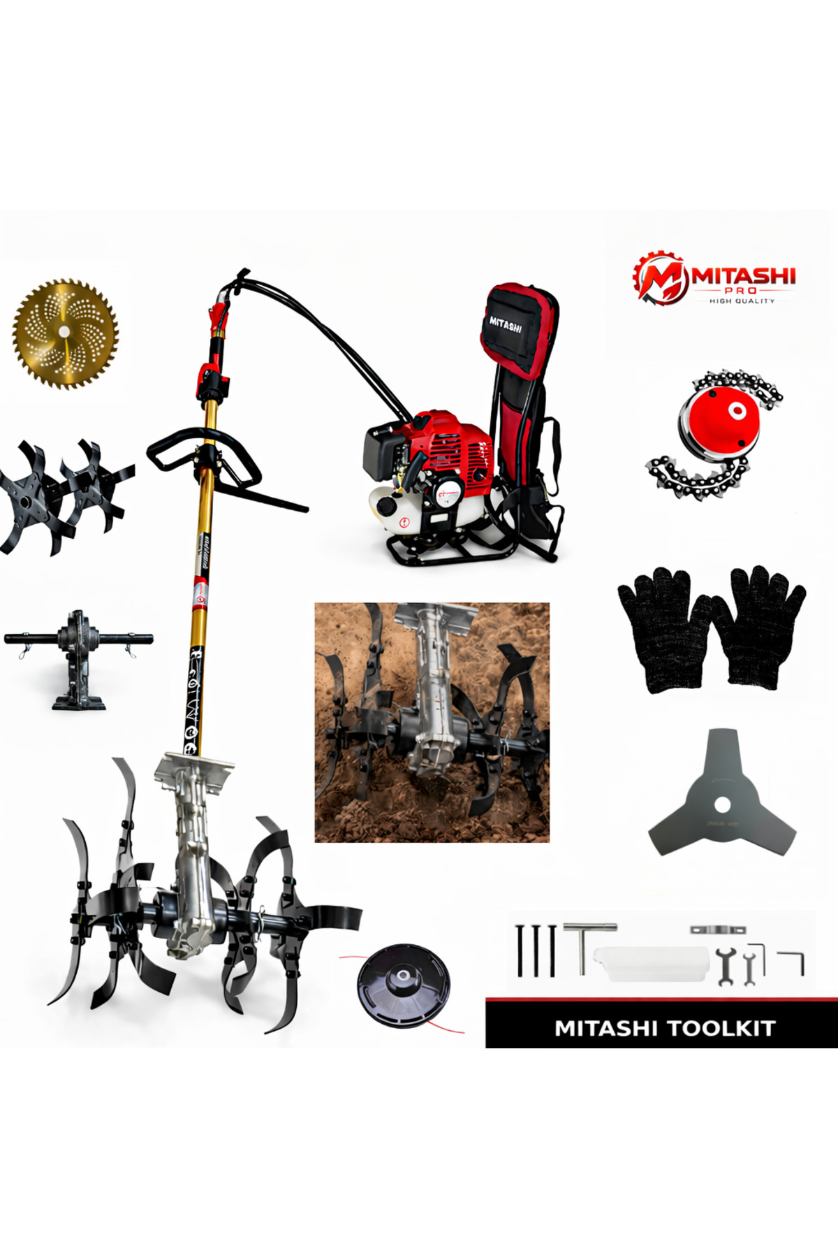 Tocchi　2B Mitashi Pro 52cc 2 Zamanlı Benzinli Bahçe Çapa Makinesi Toprak