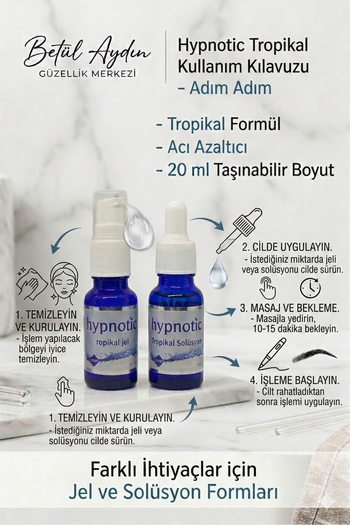 Hypnotic Tropikal Acı Azaltıcı Jel 20 ml - Profesyonel İşlem Öncesi Bakım — BA-HYP-01 — تصویر 2 از 2