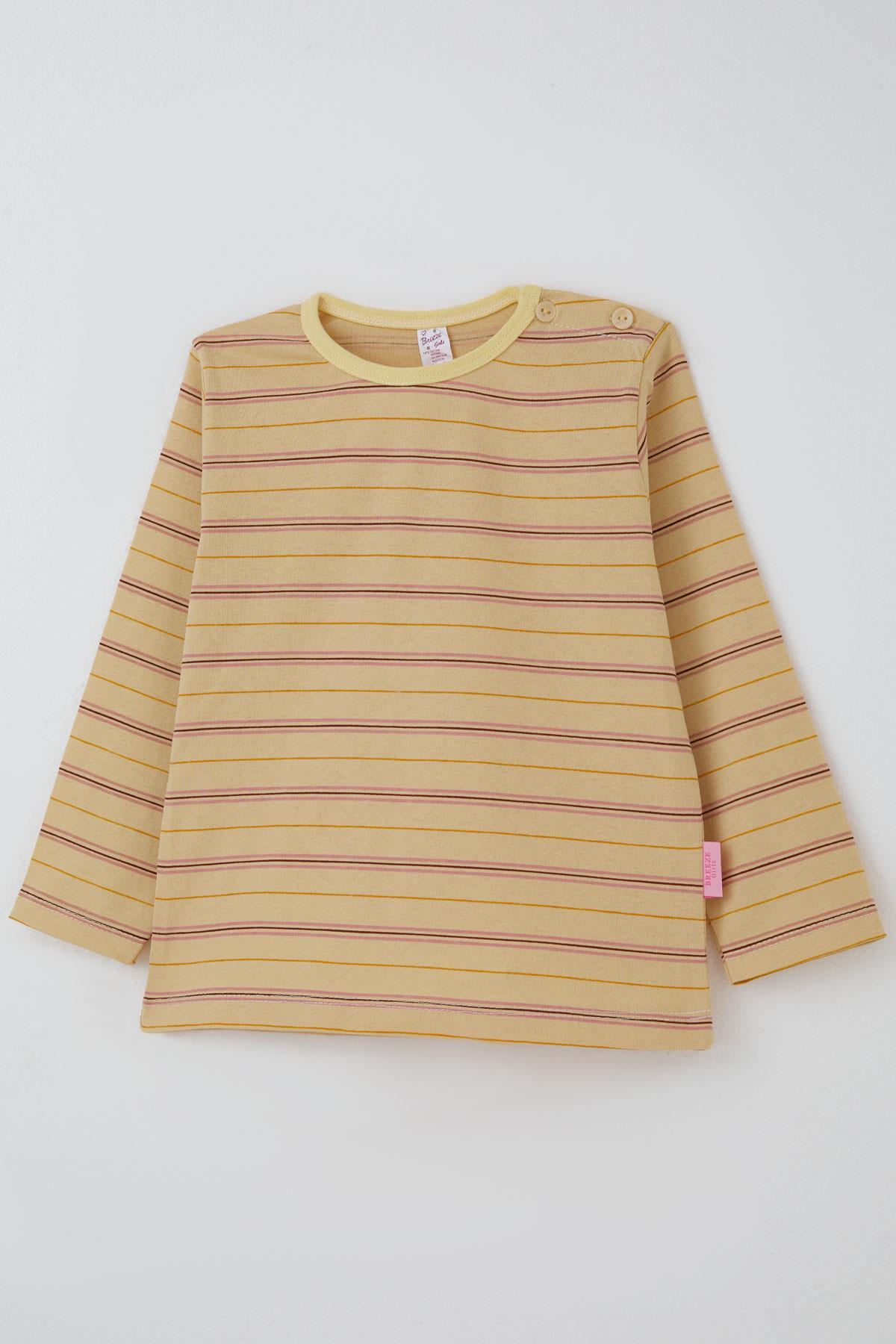 Breeze Kız Bebek Uzun Kollu Tişört Patlı Renkli Çizgili 9 Ay-3 Yaş, Krem fotoğrafı 4 (önizleme)