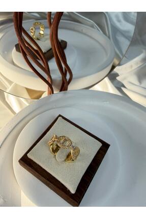 ANKA JEWELLRY ELİPS MODEL ZİRKON TAŞLI GOLD KADIN YÜZÜK