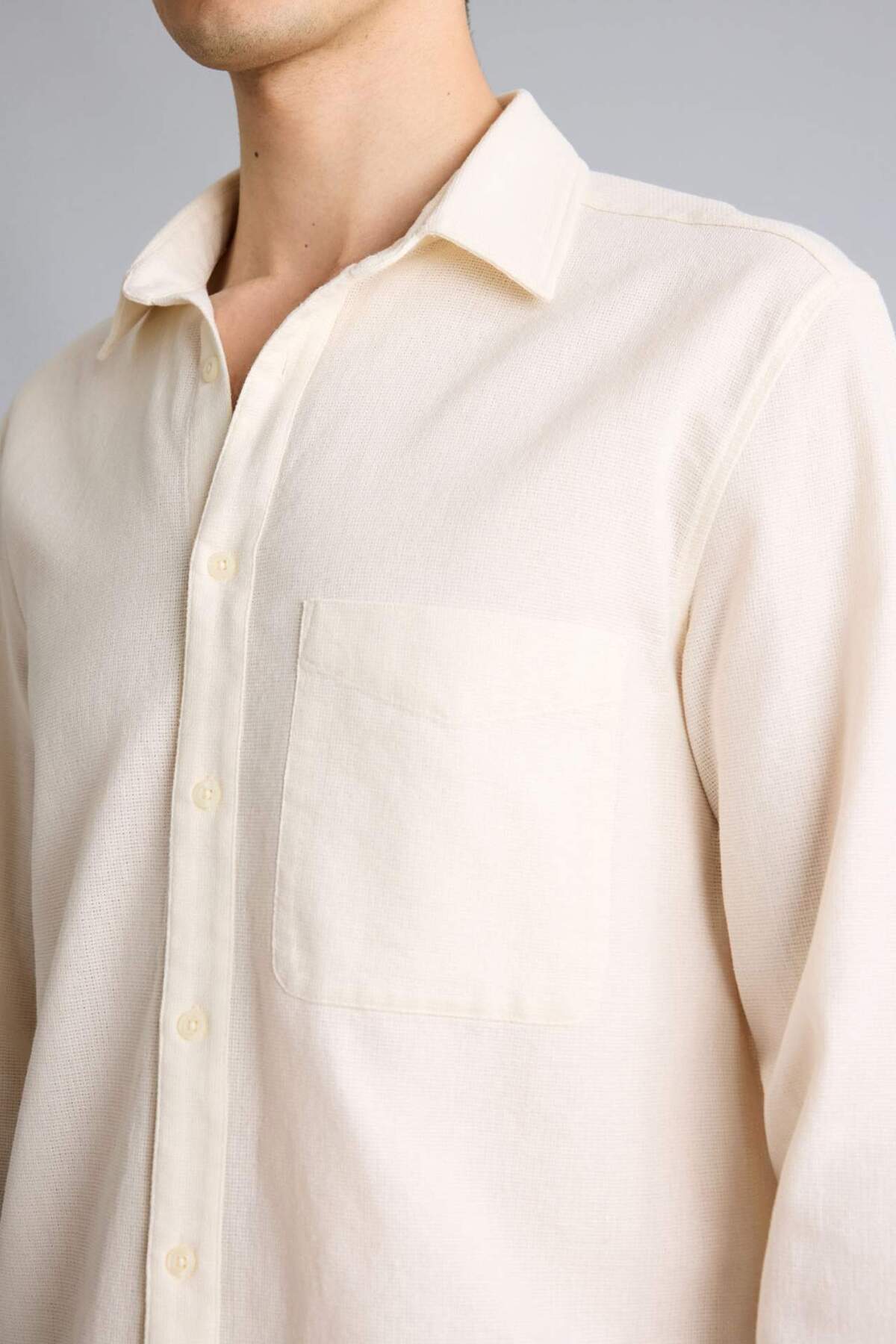 %100 Pamuk REGULAR Fit Gömlek G7021AX26SM — کرم — تصویر 4 از 7
