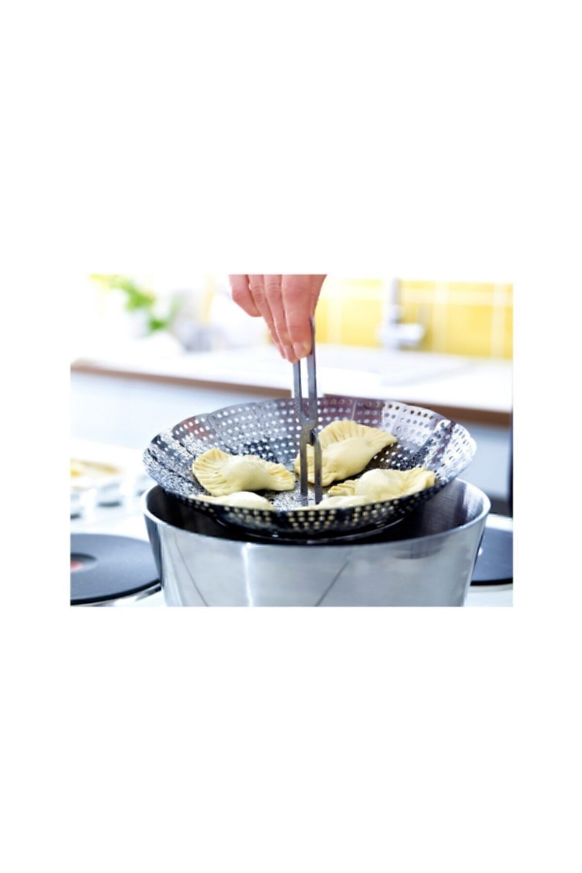 Saatistan Paslanmaz Çelik Buharda Sebze Haşlama ve Pişirici, 24x24 cm fotoğrafı 2 (önizleme)